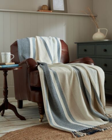 Awning Stripe Seaspray Blue 150x200cm Throw