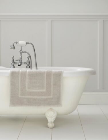 Border Cotton Dove Grey Bath Mat