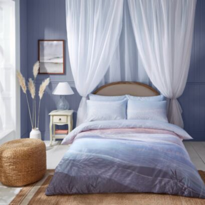 Coastal Dawn Blue/blush Bedding