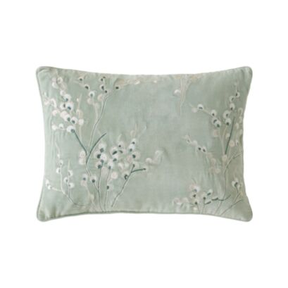 Pussy Willow Emb Sage 35x50cm Feather Cushion